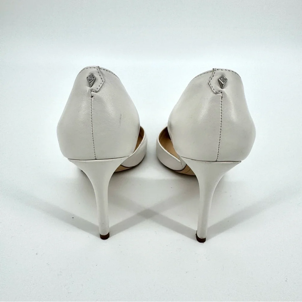 Sam Edelman d’Orsay Leather Pump Pointed Stiletto Heels in White Size 6.5